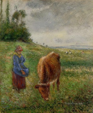 牛 雄牛 Painting - 牛飼いのポントワーズ 1882年 カミーユ・ピサロ